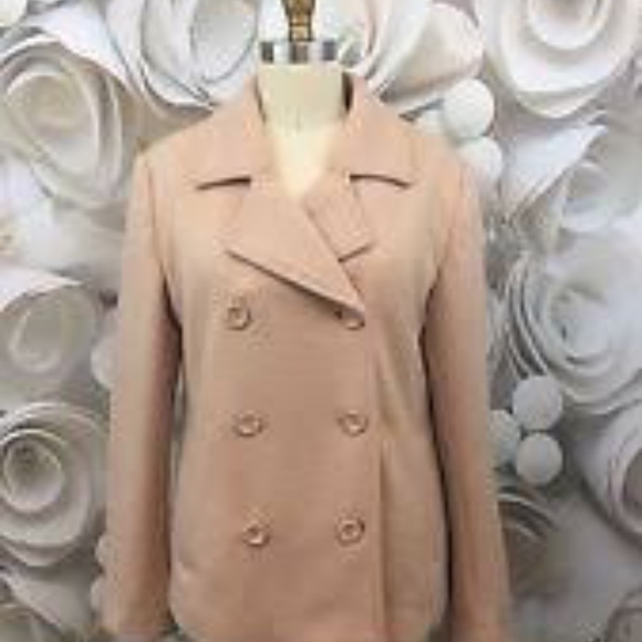 LC LAUREN CONRAD Peacoat Jacket Lined Winter Bow Back Tan Blush Sizes 4 10 12 - Picture 7 of 7